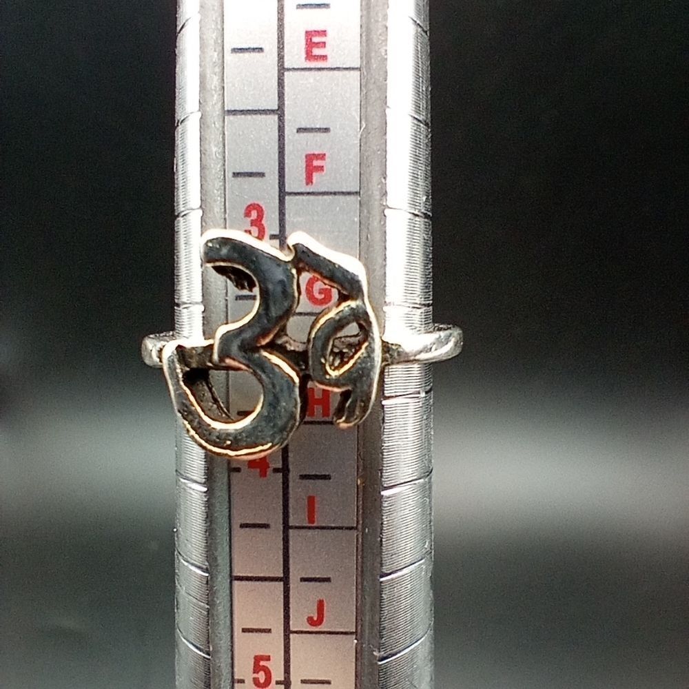 Om Buddha ring sterling silver size 3.5 Stamped 925. R212